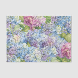 Elegant Blue Hydrangea Floral Pattern Decoupage Tissue Paper