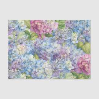 Elegant Blue Hydrangea Floral Pattern Decoupage Tissue Paper