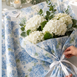 Elegant Blue Hydrangea Floral Tissue Paper