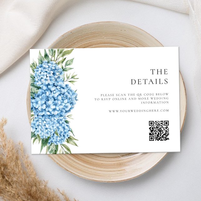 Elegant Blue Hydrangea Floral Wedding Enclosure Card (Creator Uploaded)