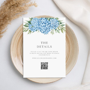 Elegant Blue Hydrangea Floral Wedding Enclosure Card