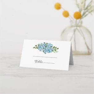 Elegant Blue Hydrangea Floral Wedding Place Card