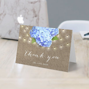 Elegant Blue Hydrangea Flower Summer Wedding Thank You Card