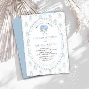 Elegant Blue Hydrangea Flower Wedding Invitation
