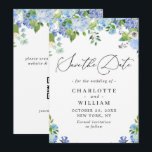 Elegant Blue Hydrangea Greenery Wedding QR Save The Date<br><div class="desc">For further customisation,  please click the "customise further" link and use our design tool to modify this template. 
 If you prefer Thicker papers / Matte Finish,  you may consider to choose the Matte Paper Type. 
 If you need help or matching items,  please contact me.</div>
