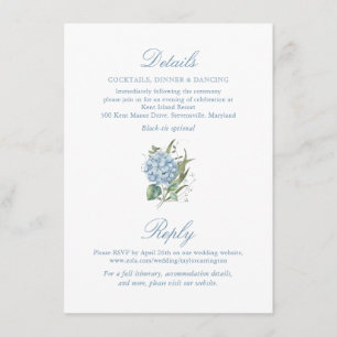 Elegant Blue Hydrangea Monogram Enclosure Card