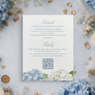 Elegant Blue Hydrangea Monogram Enclosure Card