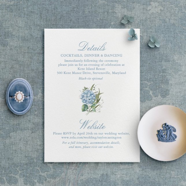 Elegant Blue Hydrangea Monogram Enclosure Card (Creator Uploaded)
