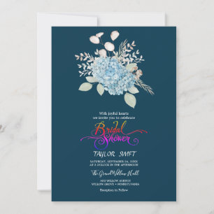 Elegant Blue Hydrangea   Navy Bridal Shower  Invitation