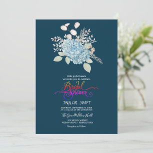 Elegant Blue Hydrangea   Navy Bridal Shower  Invitation
