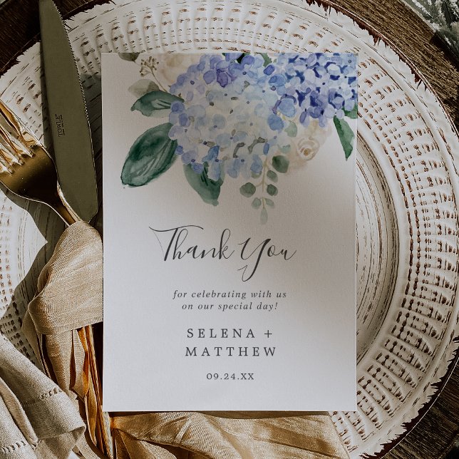 Elegant Blue Hydrangea Printable Thank You Invitation (Creator Uploaded)