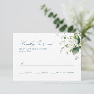 Elegant Blue Hydrangea Response Card