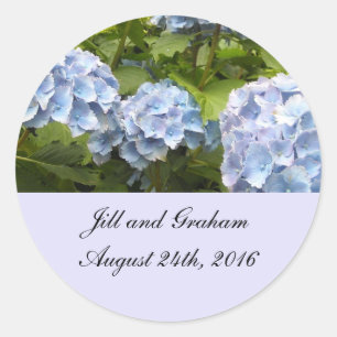 Elegant Blue Hydrangea Save the Date Classic Round Sticker