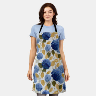 Elegant Blue Hydrangea Seamless Pattern Apron