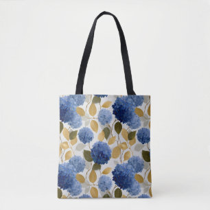 Elegant Blue Hydrangea Seamless Pattern Tote Bag