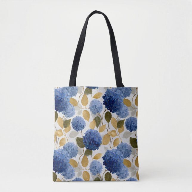  Elegant Blue Hydrangea Seamless Pattern Tote Bag (Front)