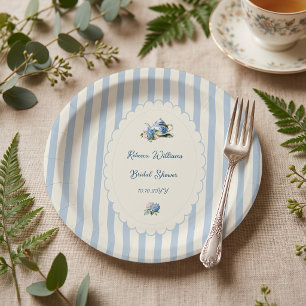 Elegant Blue Hydrangea Tea Party Bridal Shower Paper Plate