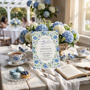 Elegant Blue Hydrangea Watercolor Bridal Shower  Invitation