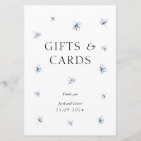 Elegant Blue Hydrangea Wedding Gifts & Cards Sign