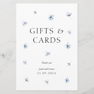 Elegant Blue Hydrangea Wedding Gifts & Cards Sign