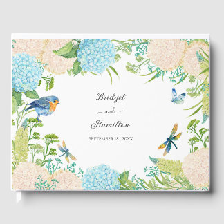 Elegant Blue Hydrangea Wedding Guest Book