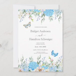 Elegant Blue Hydrangea Wedding Invitation