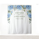 Elegant Blue Hydrangea Wedding Photo Backdrop