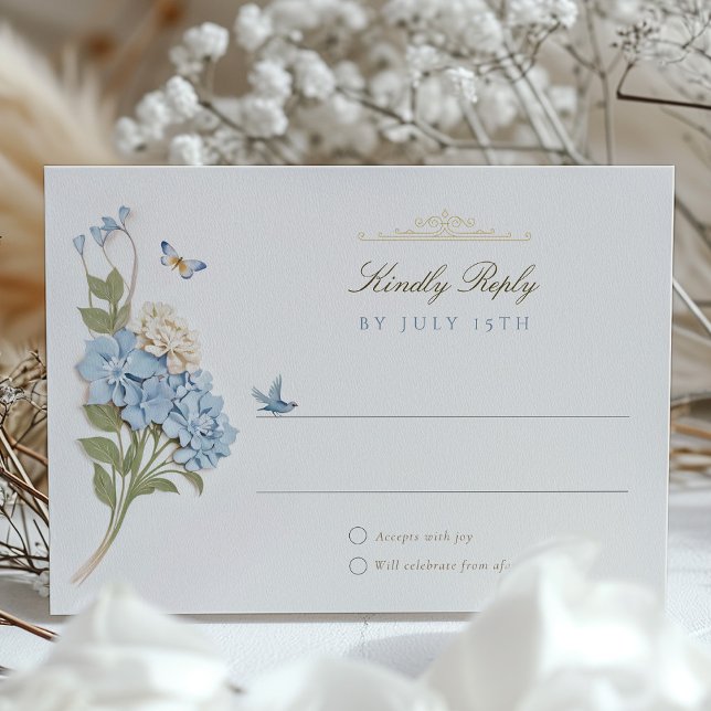Elegant Blue Hydrangea Wedding RSVP Card (Creator Uploaded)