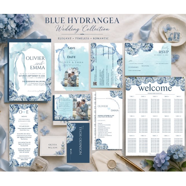  Elegant Blue Hydrangea Wedding Seating Chart (Creator Uploaded)