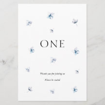 Elegant Blue Hydrangea Wedding Table Number Name