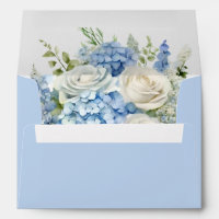 Elegant Blue Hydrangea White Roses Floral Wedding