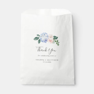 Elegant Blue Hydrangea White Thank You Wedding Favour Bag