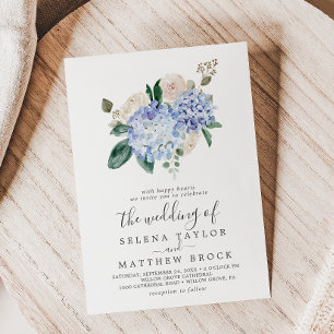 Elegant Blue Hydrangea White The Wedding Of Invitation