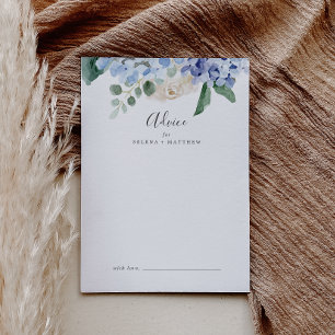 Elegant Blue Hydrangea   White Wedding Advice Card