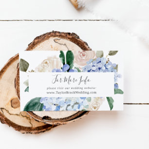 Elegant Blue Hydrangea   White Wedding Website Enclosure Card