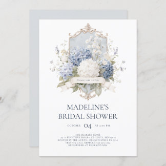 Elegant Blue Hydrangeas Bridal Shower Invitation 