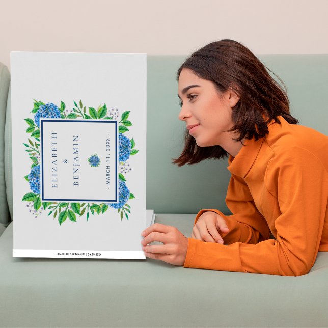 Elegant Blue Hydrangeas Watercolor Wedding Guest Book (Creator Uploaded)