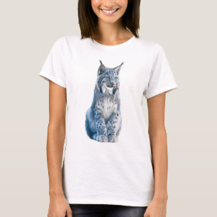 Elegant Blue Ice Lynx Illustration Women T-Shirt