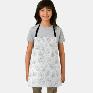 Elegant Blue & Ivory Floral Apron
