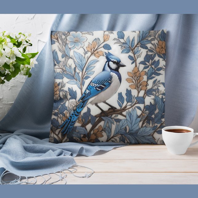 Elegant Blue Jay William Morris Inspired Cushion (Creator Uploaded)