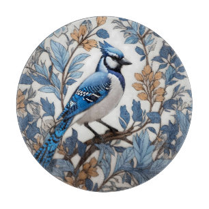 Elegant Blue Jay William Morris Inspired Cutting Board
