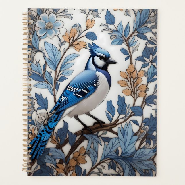 Elegant Blue Jay William Morris Inspired Planner (Front)