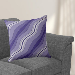 Elegant Blue Layered Lines Pattern Cushion