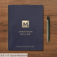 Elegant Blue Leather Gold Initial