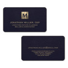 Elegant Blue Leather Luxury Gold Initial Logo