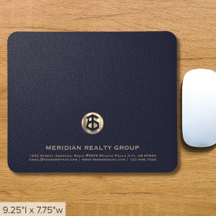 Elegant Blue Leather Real Estate Logo Mouse Pad