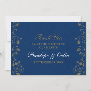Elegant Blue Library Book Cover Wedding Thank You Card