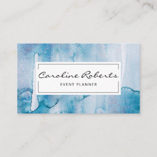 Elegant Blue Light Watercolor Simple Custom Business Card
