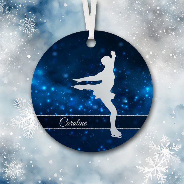 Elegant Blue Lights Silver Ice Skater Metal Tree Decoration (Creator Uploaded)