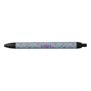 Elegant blue, lilac and purple chinoiserie black ink pen